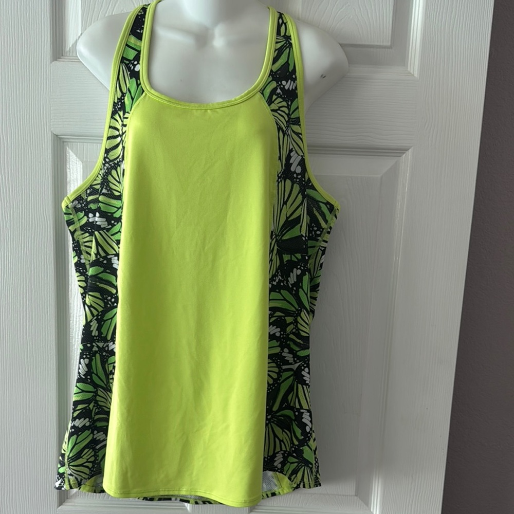 Fila Neon Yellow and Black Patterned Tank Top